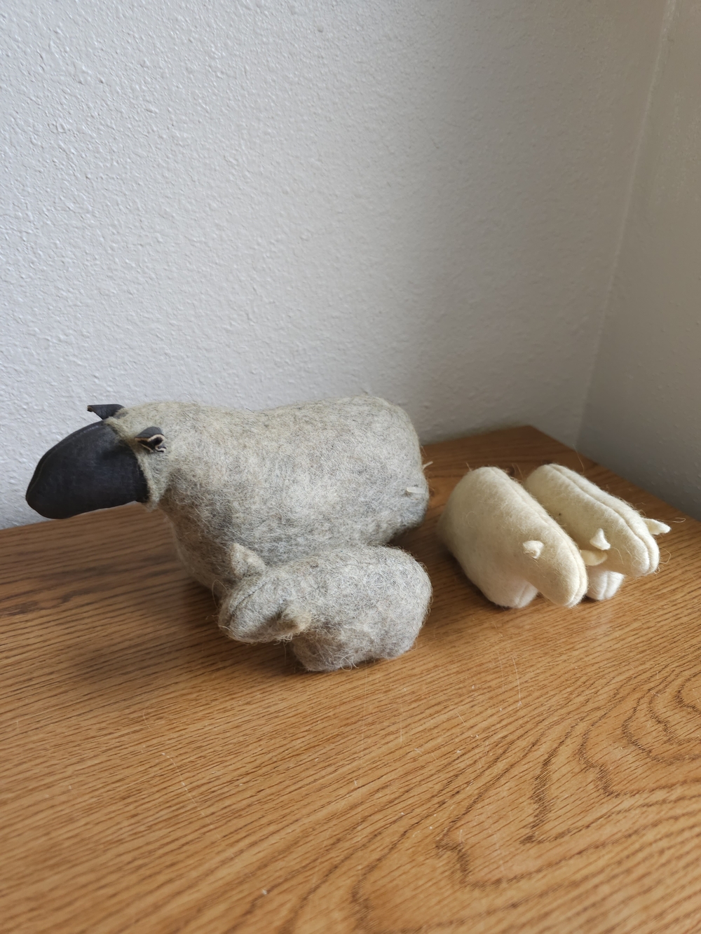 Wool Felted Sheep and Lambs Plush Set 4 Total Farm